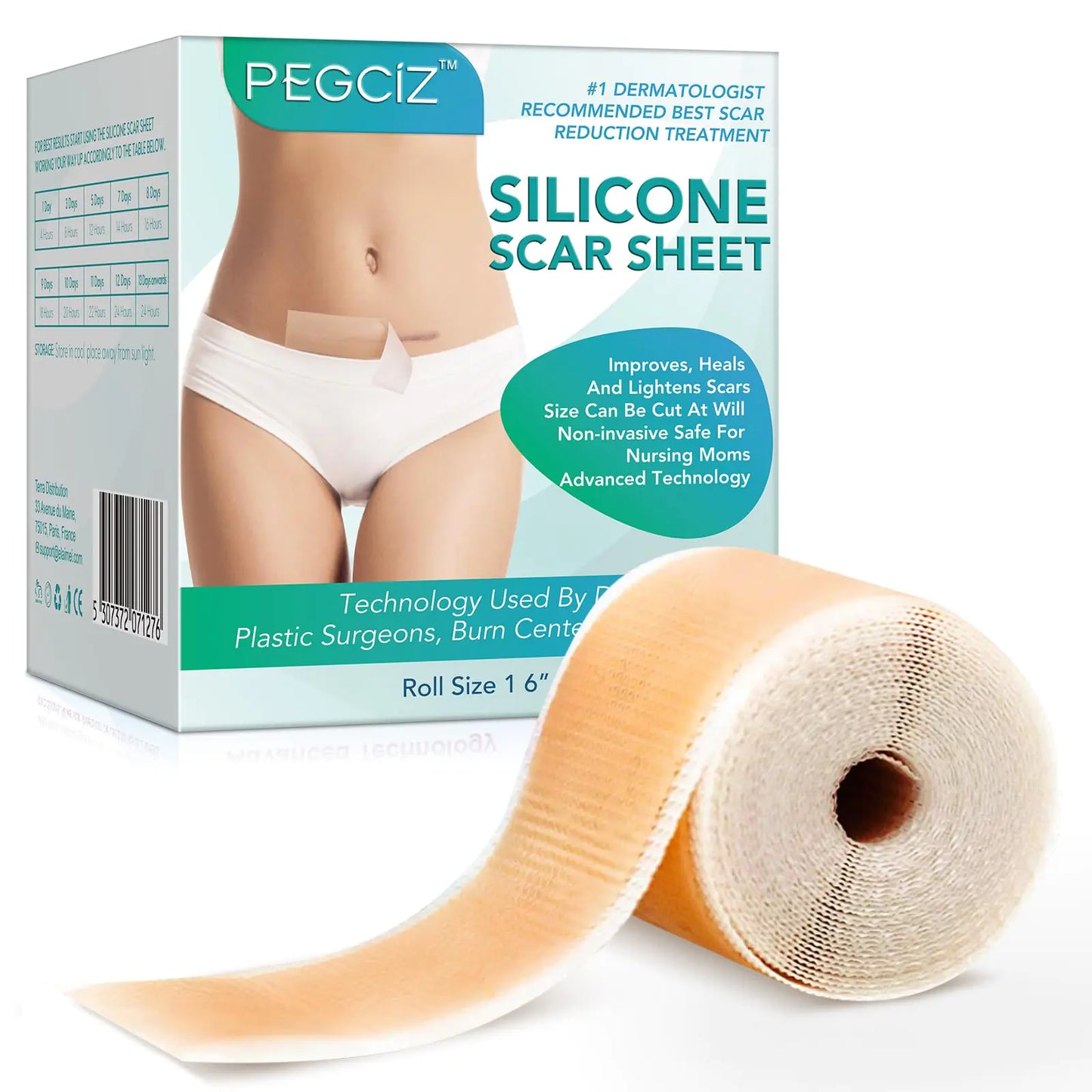 Silicone Scar Sheets Surgical Scars Removal (1.6" x 60"Roll-1.5M)