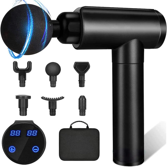 Cholas Massage Gun Muscle Therapy Gun for Athletes Deep Tissue Percussion Body Muscle Massager with 30 Adjustable Speeds 6 Types of Massage Heads Handheld Massager for Neck Back Pain Relief